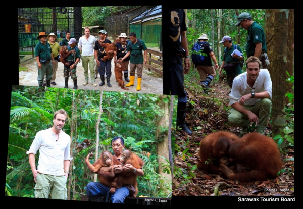 Collage of behind-the-scene shoot at Matang Wildlife Center
